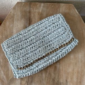 H&M baby blue‎ straw clutch